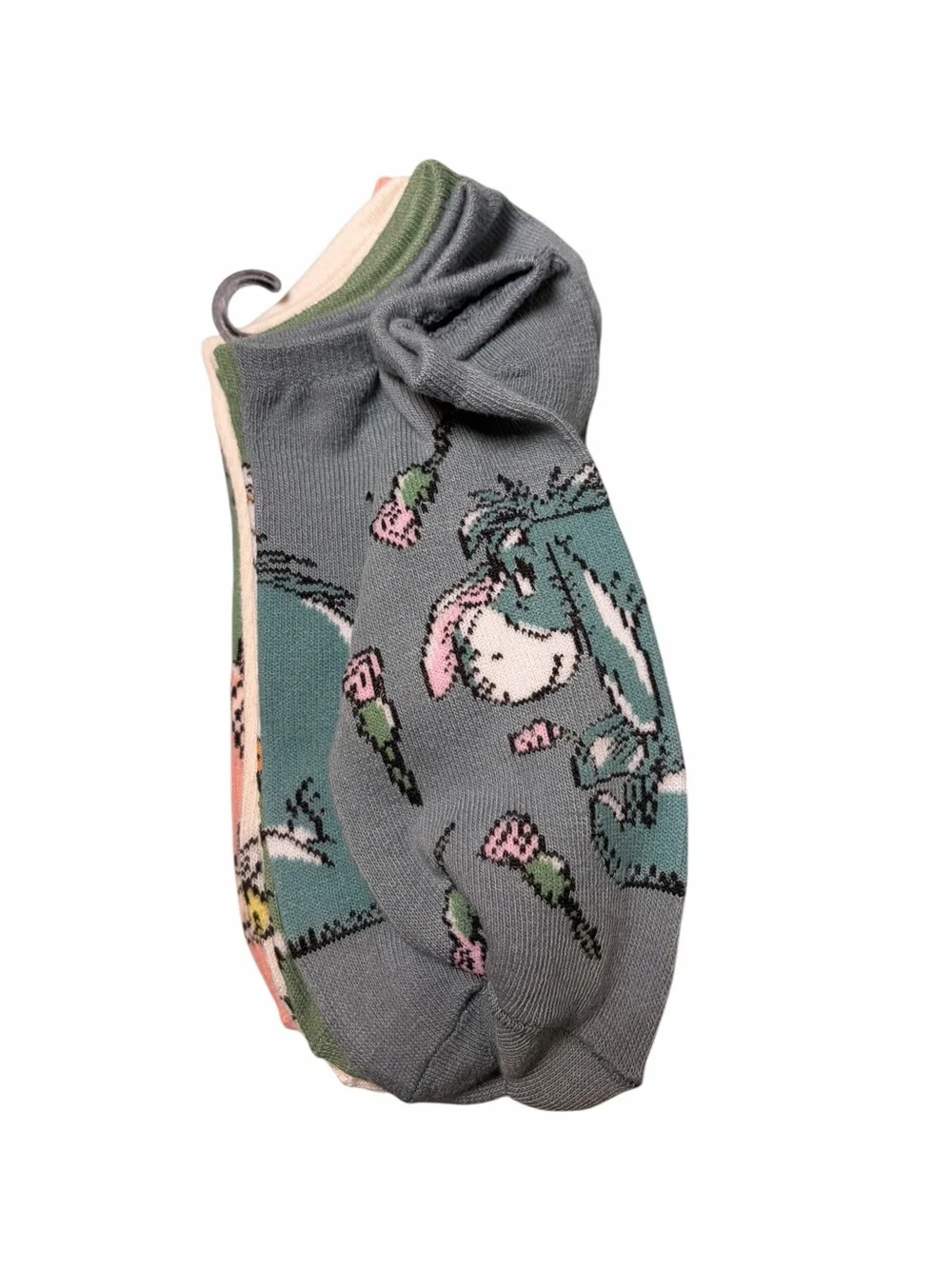 Disney Winnie the Pooh Flowers Trees Bees 5 Pack Teal Pink Green No Shows Socks